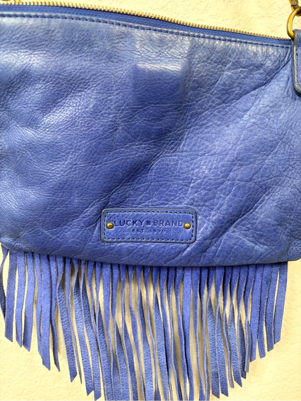 Lucky Brand Cobalt Blue Leather Fringe Crossbody Bag - Picture 5 of 9